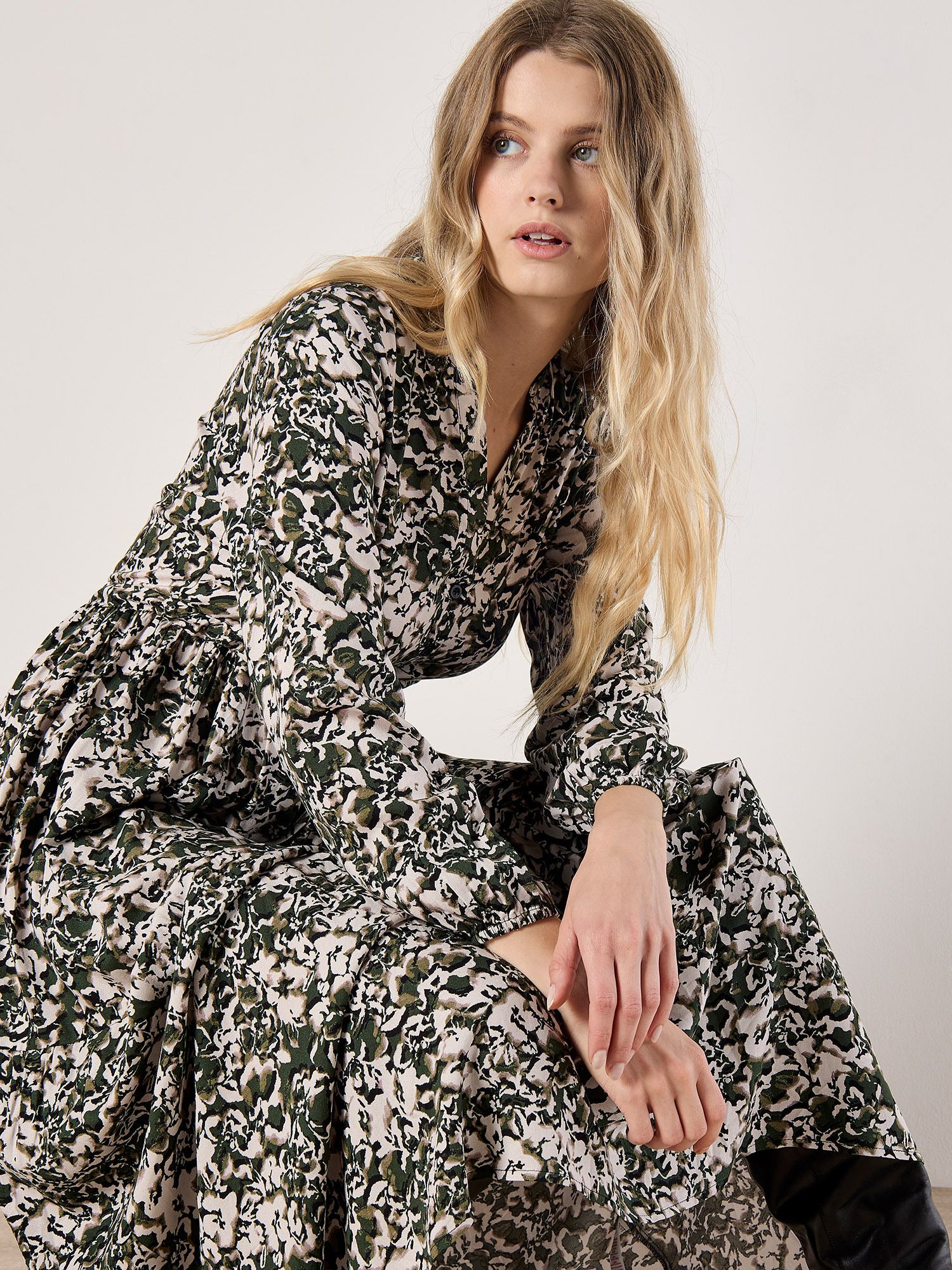 Apricot Camo Floral Midaxi Dress