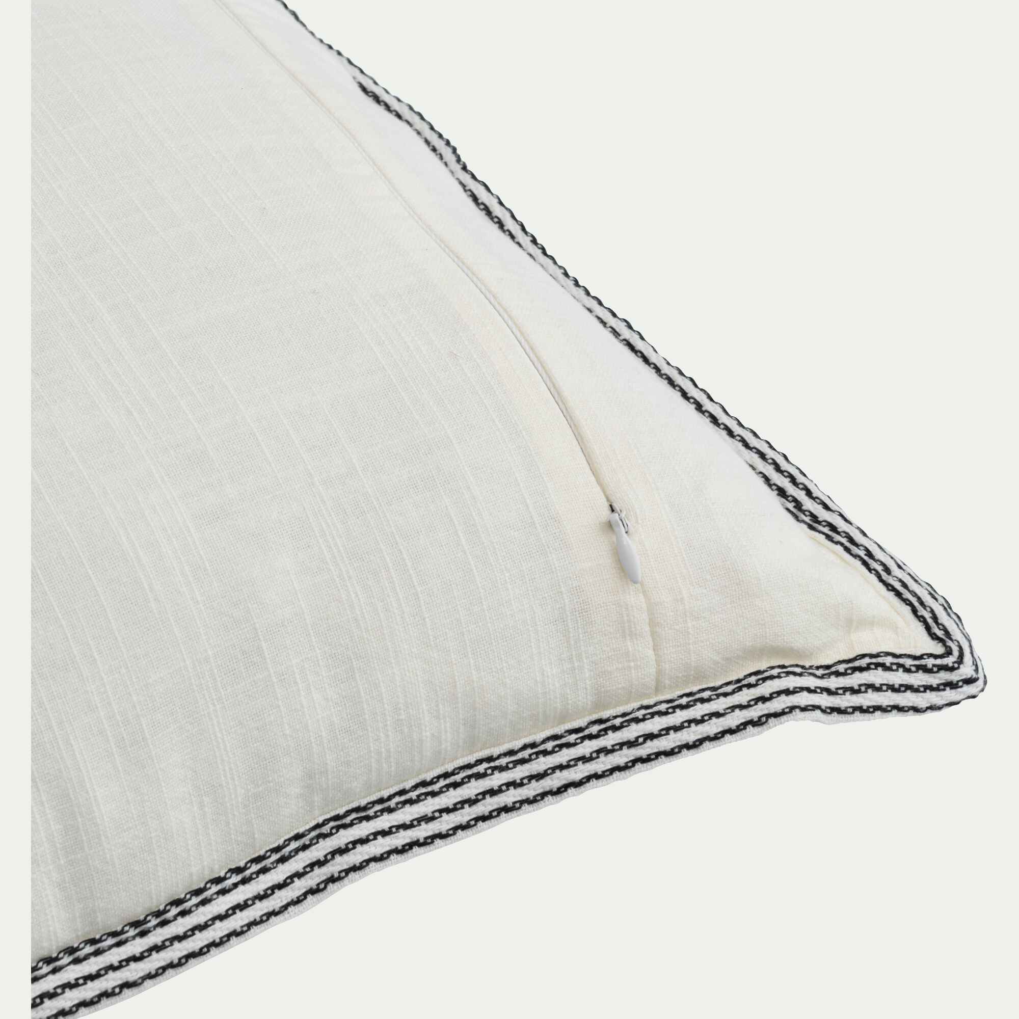 MEDEIS - Coussin en coton finition galon 45x45cm - blanc