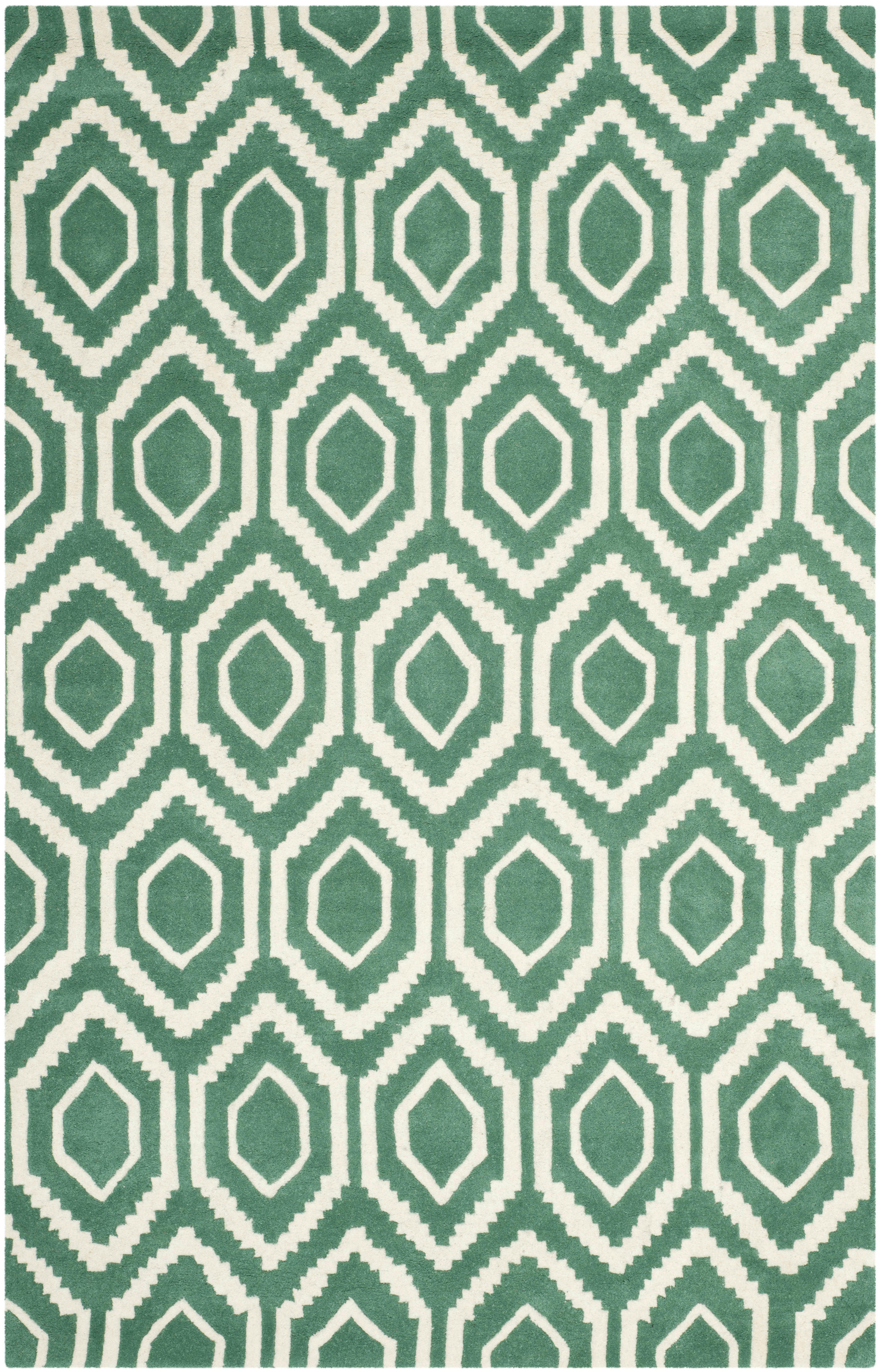 CHATHAM - Tapis de salon interieur en teal & ivory, 183 x 274 cm