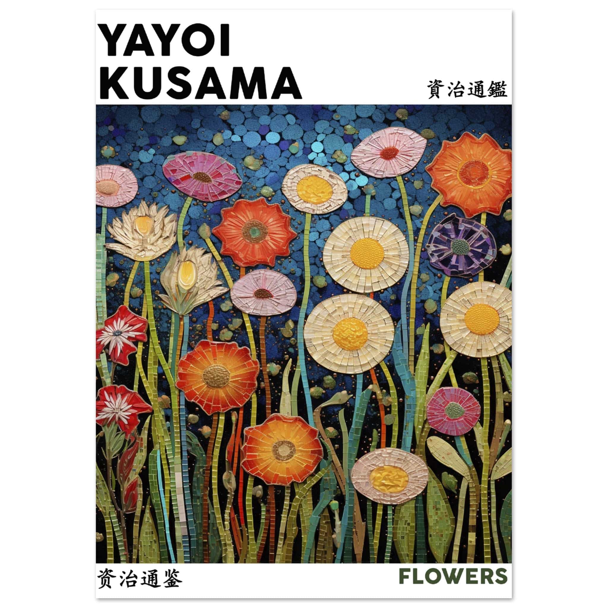 Artfulprints Poster Yayoi Kusama - Flowers  - A4 21x29.7 cm - Meerkleurig
