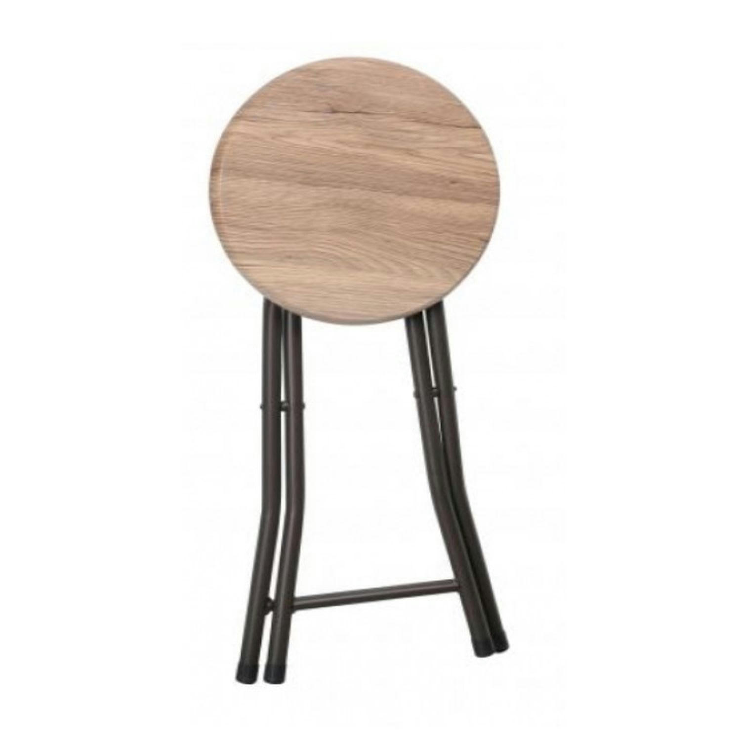 DOCK - Tabouret pliable métal noir et bois MDF