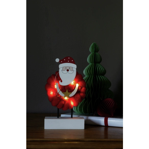 LED-Dekoration, Holzsilhouette Santa mit Baumwolle, Höhe: 18,5 cm, Batteriebetriebbetrieb, rot