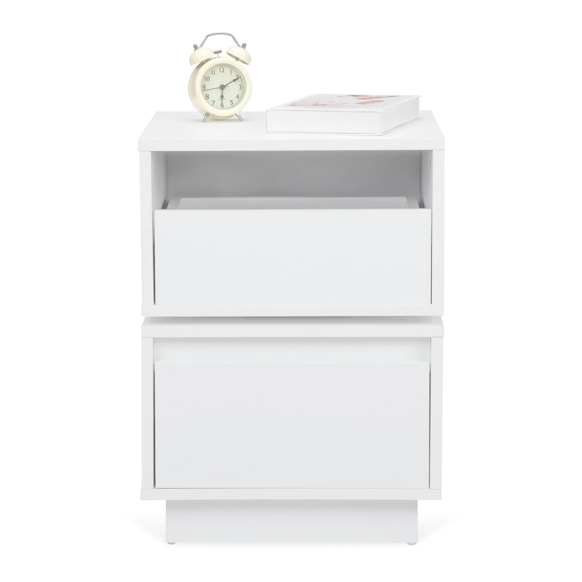 Rotatable Nightstand End Table, Bedside Table With 2 Drawers, 2 Drawer Dresser