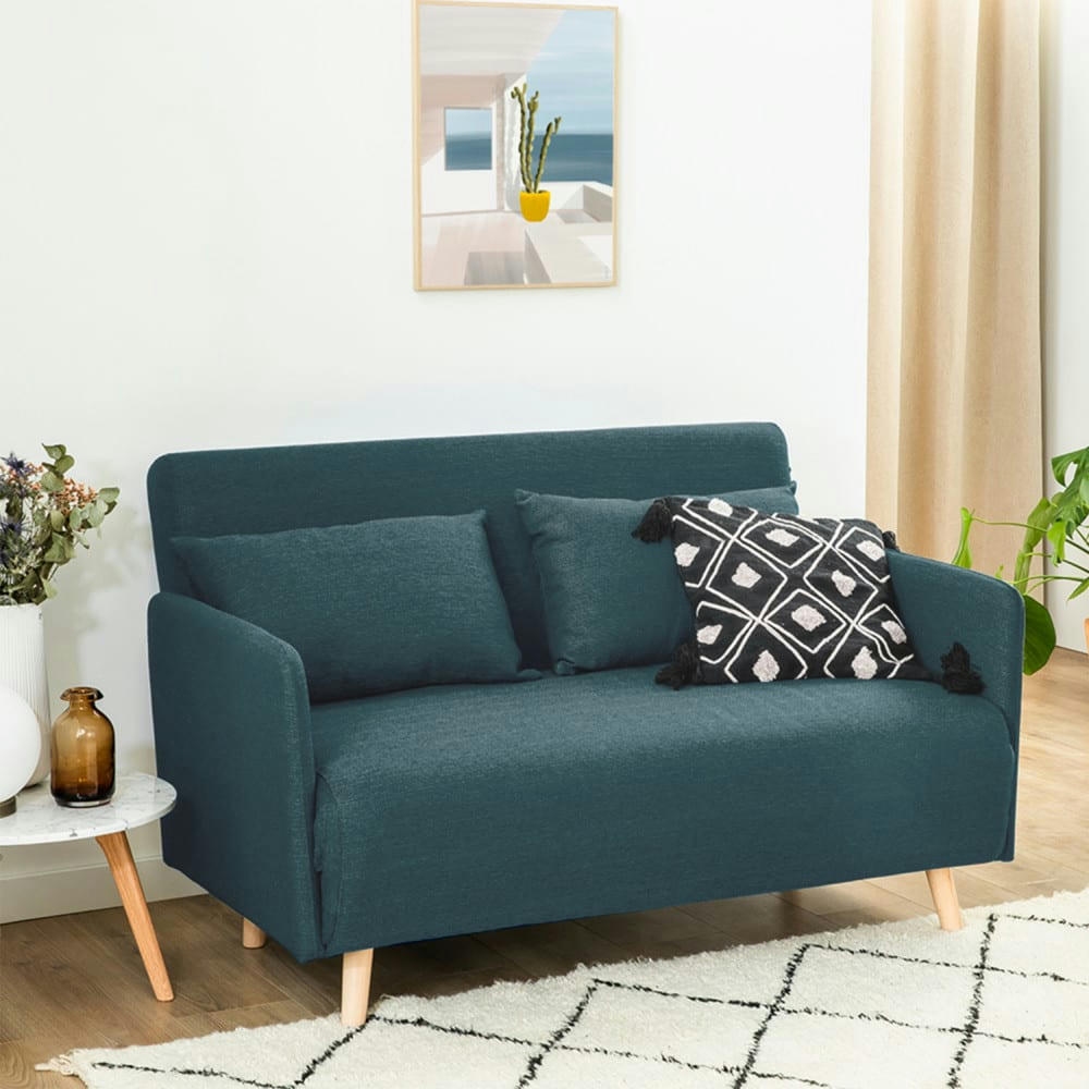 BELUSHI - Canapé convertible 2 places en tissu (L120cm) vert eucalyptus