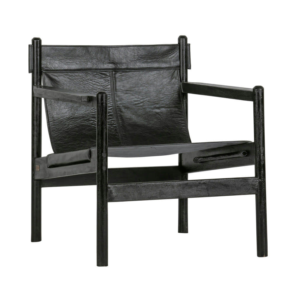 CHILL - Fauteuil en cuir et bois noir