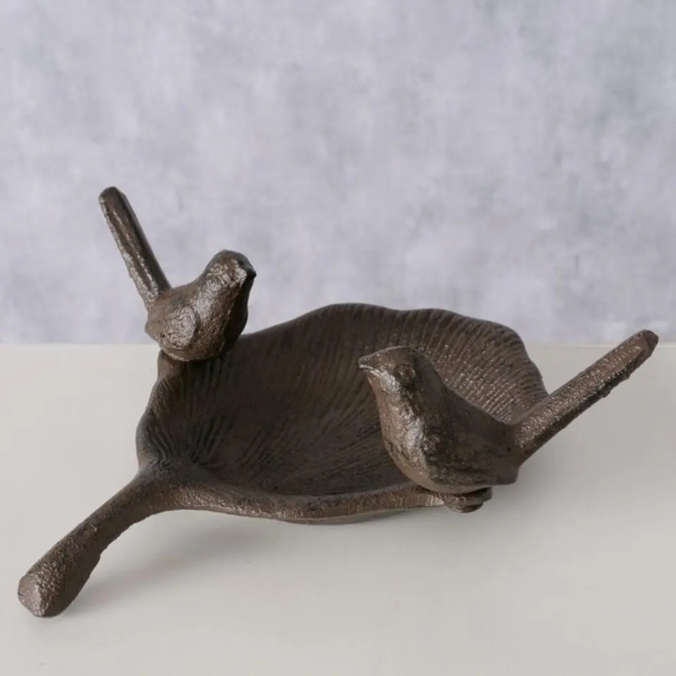 Boltze vogelbad/voederschaal - bruin - ijzer - D18 x H6 cm