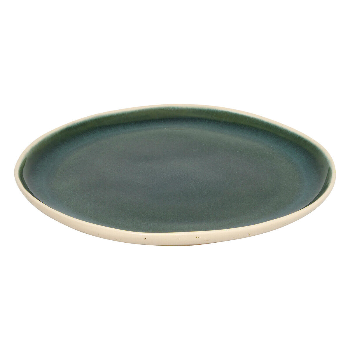 Prato raso WONJA verde em cerâmica 27cm