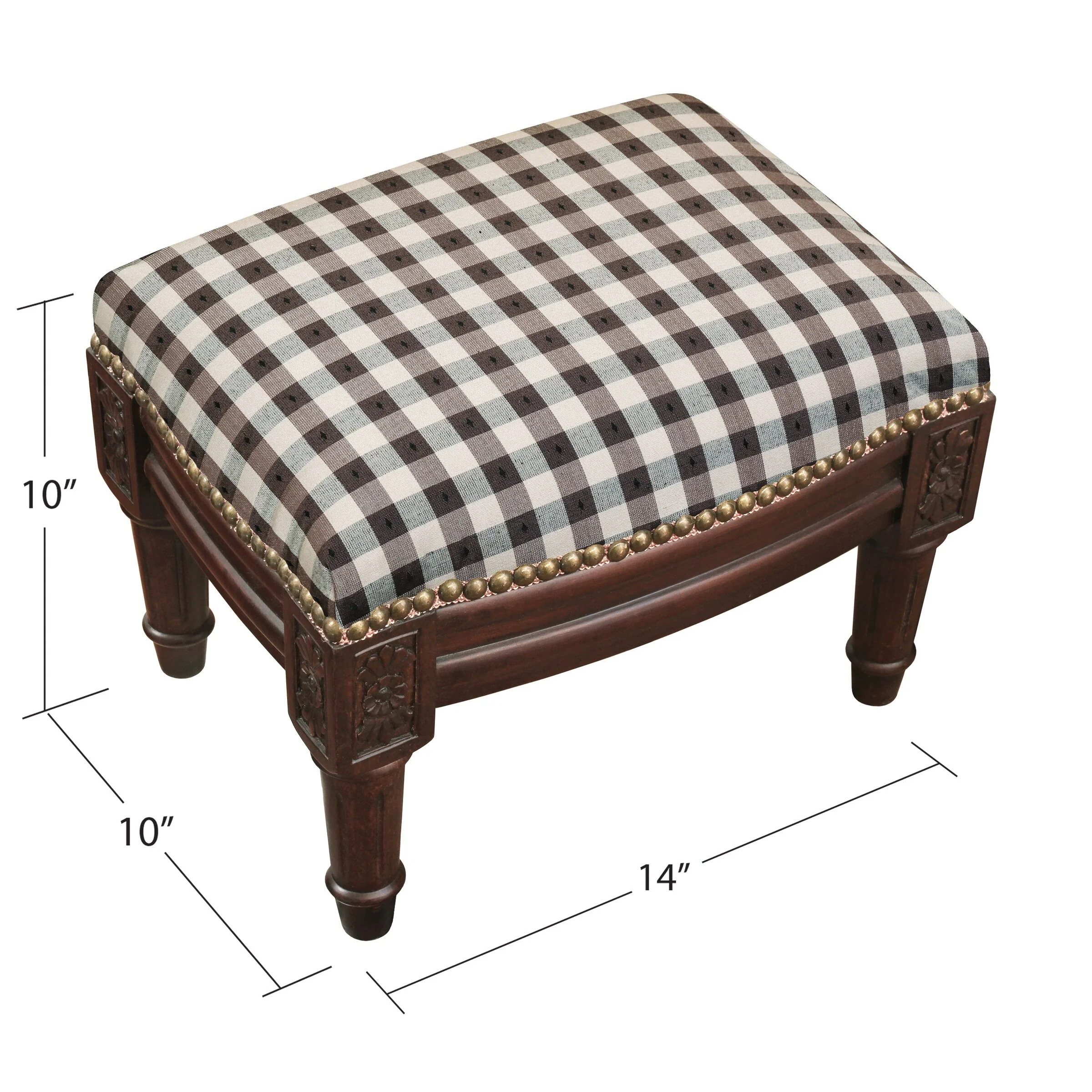 Black Gingham Footstool