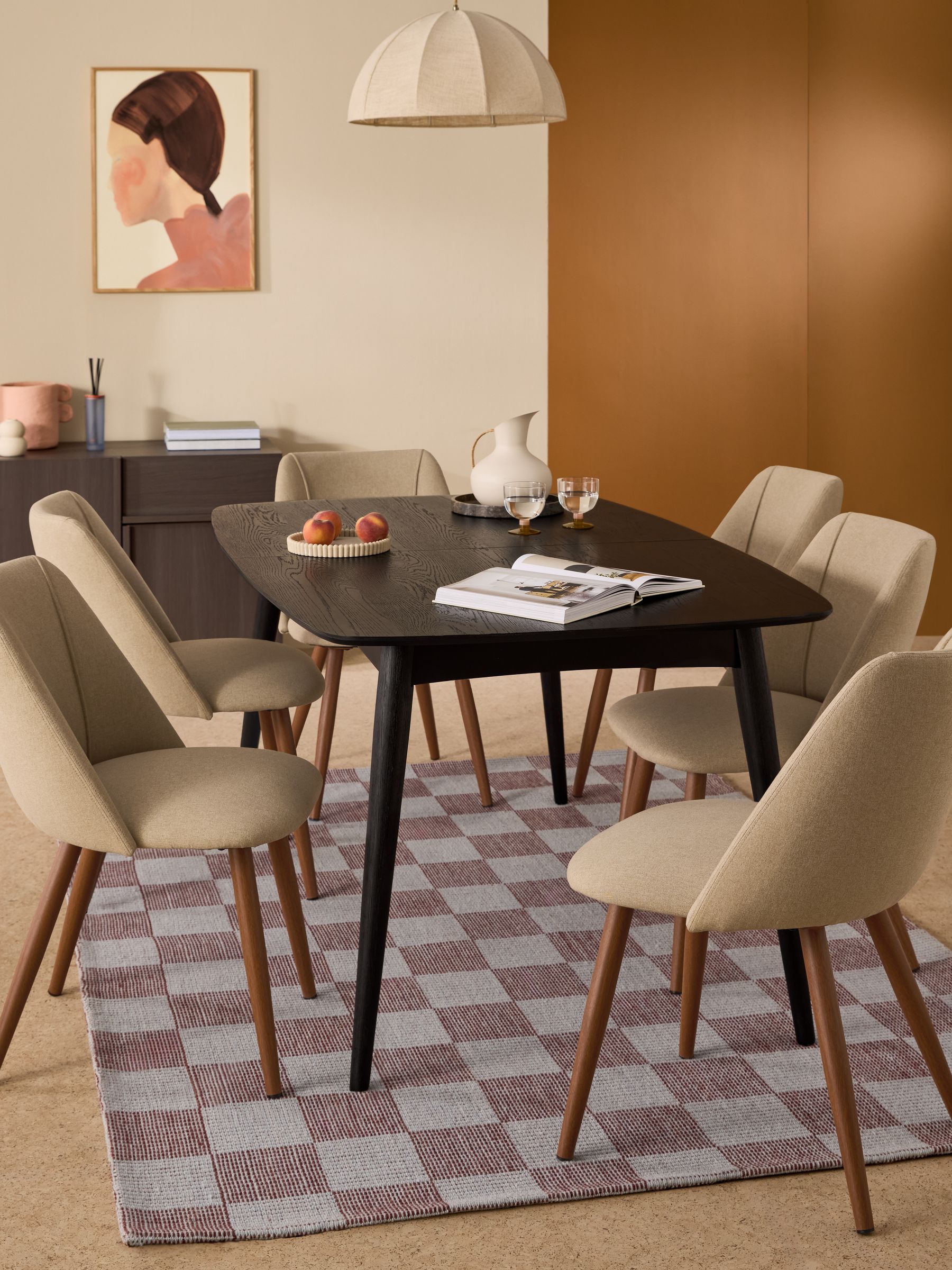 Deauville Rectangular 6 to 8 Seater Extending Dining Table in Black Stain Oak