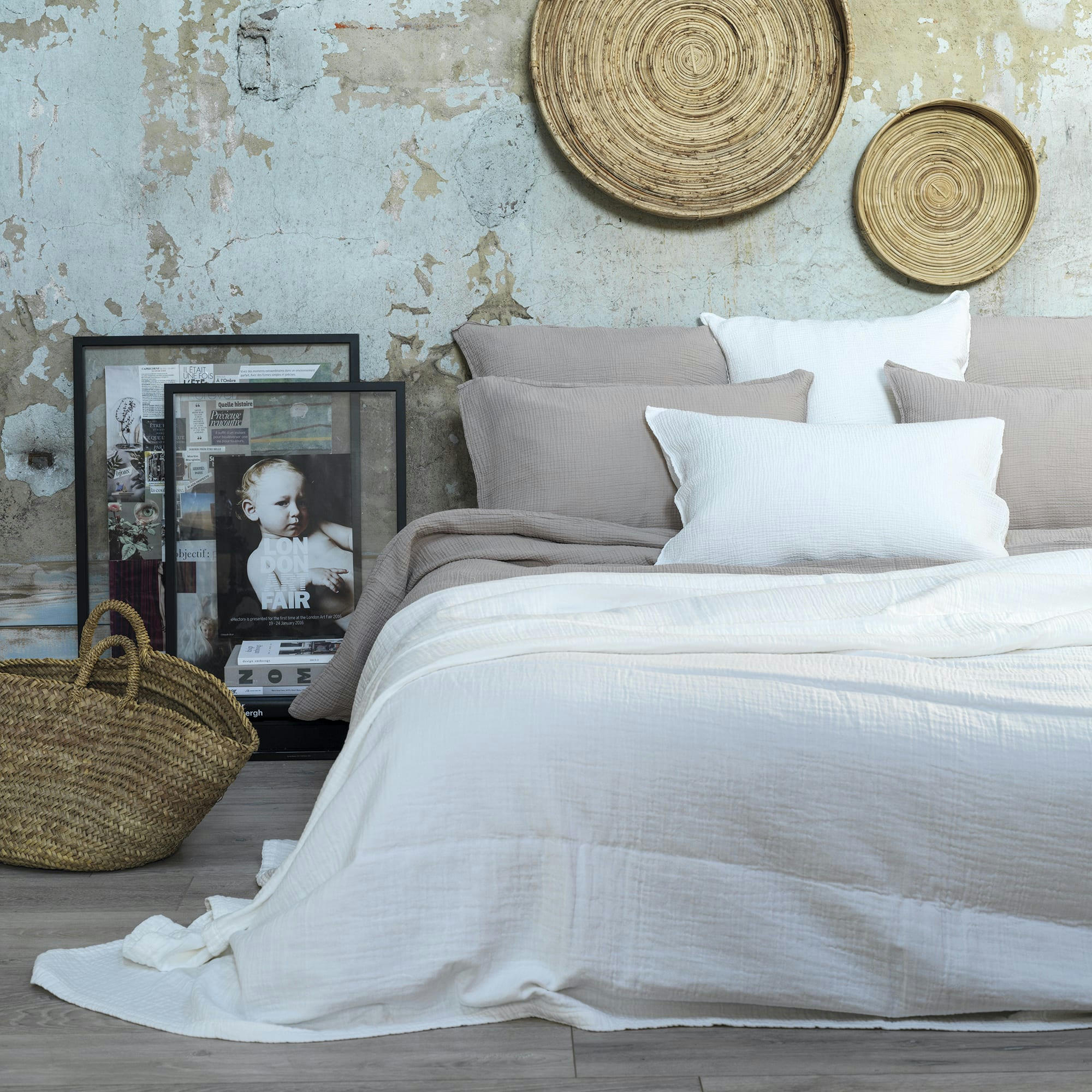 SAINT TROPEZ - Plaid en gaze de coton milk 180X220 CM