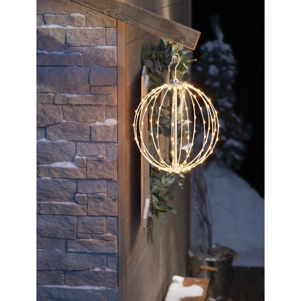 Boule lumineuse extérieur No&euml;l métal ajouré 128 LED blanc chaud Ø30cm