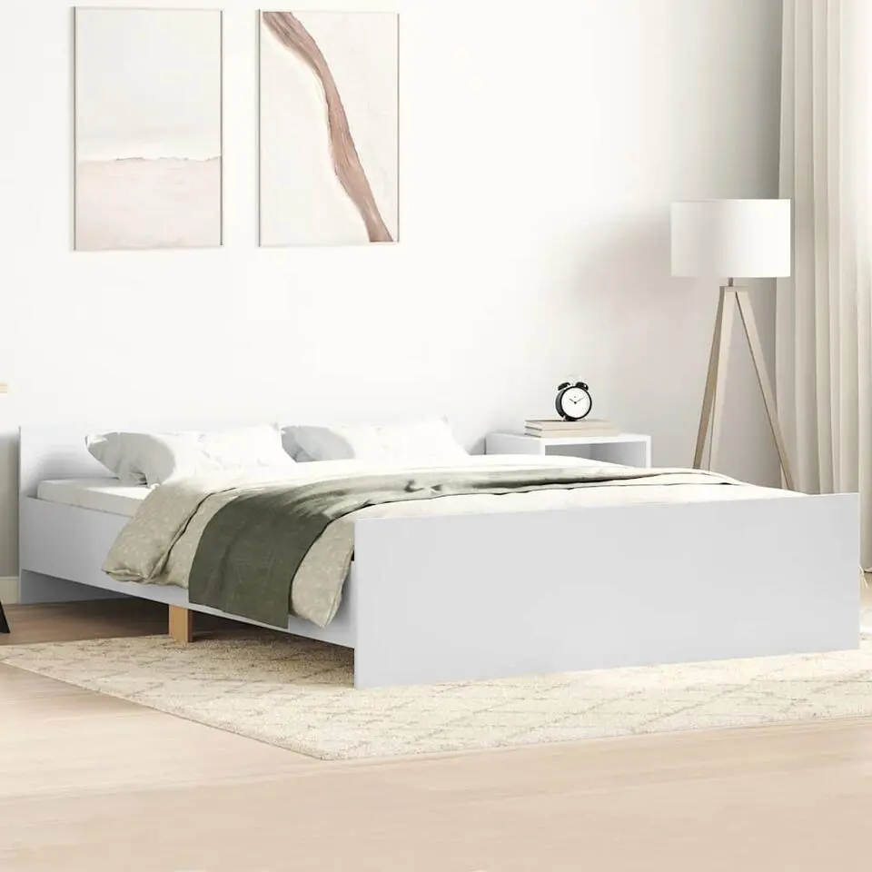 vidaXL - Bed frame met hoofd- en voeteneinde - Wit - 140x200 cm