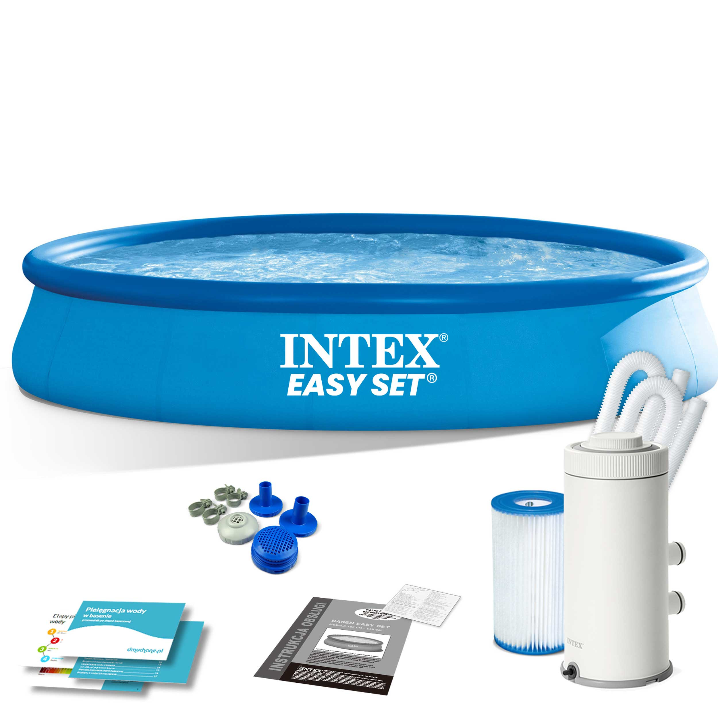 Basen ogrodowy rozporowy z pompą 457x84 Intex