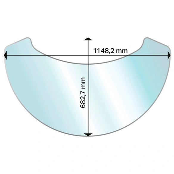 Glasbodenplatte, elliptisch, BxL: 114,8 x 68,3 cm, Stärke: 6 mm, transparent