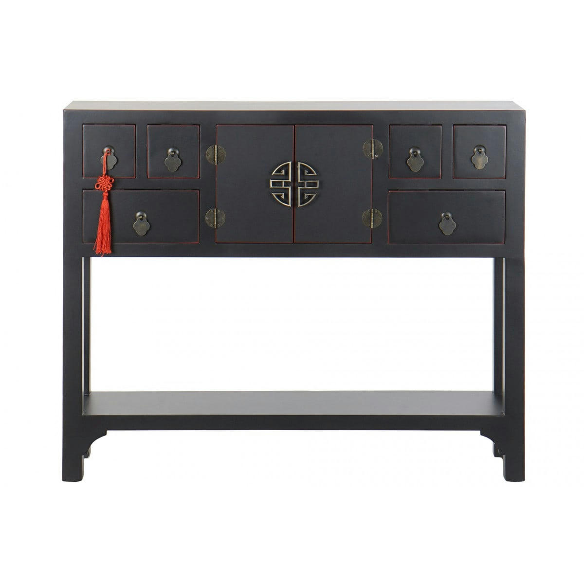 ORIENTAL - Console en bois noir style oriental 95x24x79cm