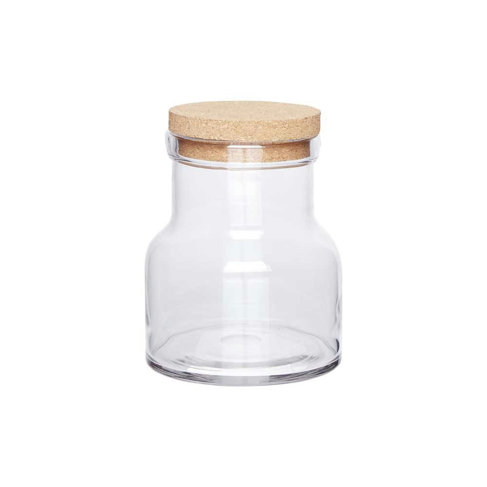 - Grand bocal en verre transparent avec couvercle en liège D19cm