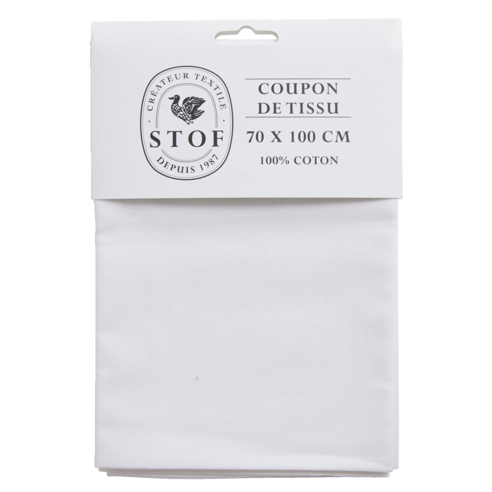 Coupon tissu coton 70x100cm blanc