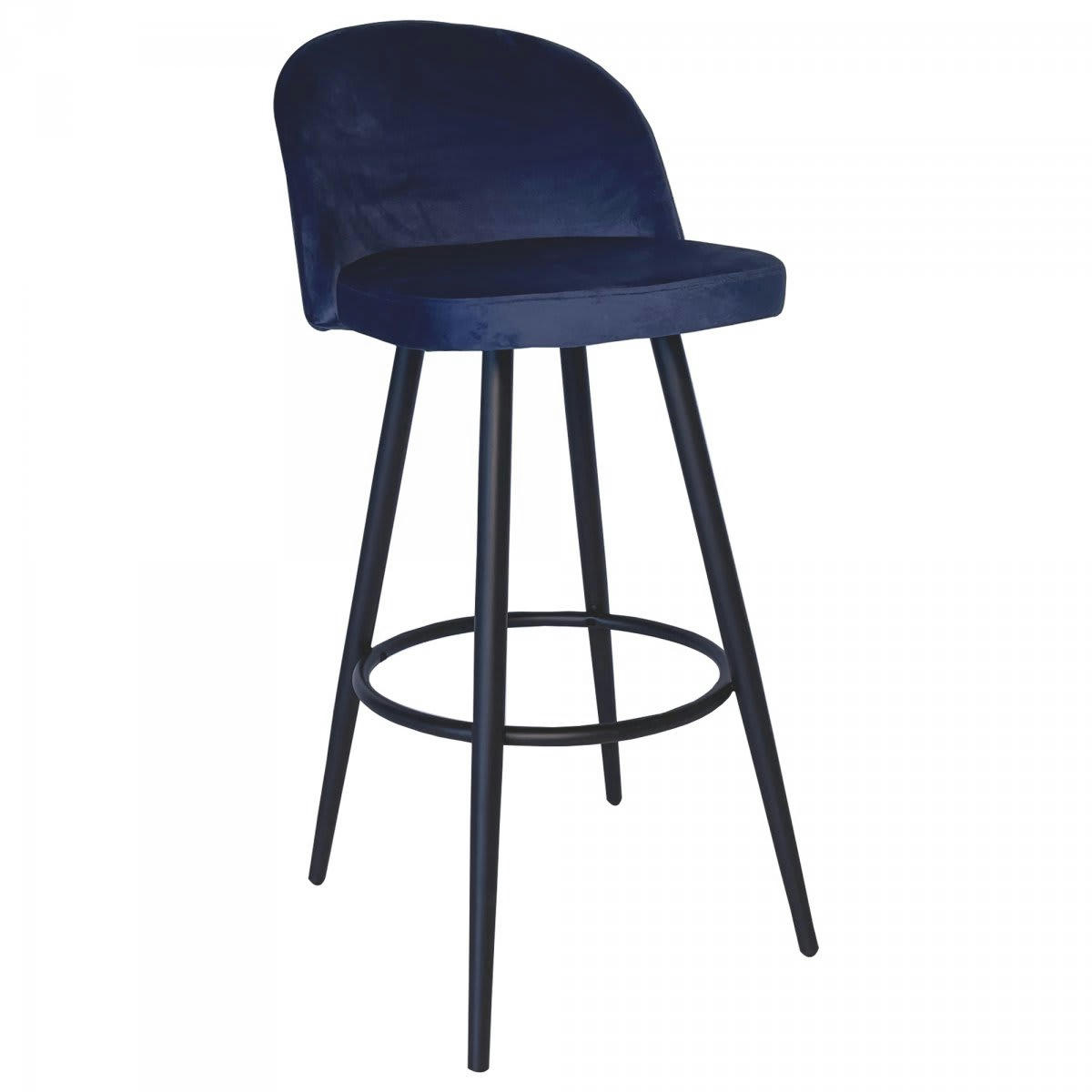 JAMES - Lot de 2 tabourets de bar modernes en velours bleu