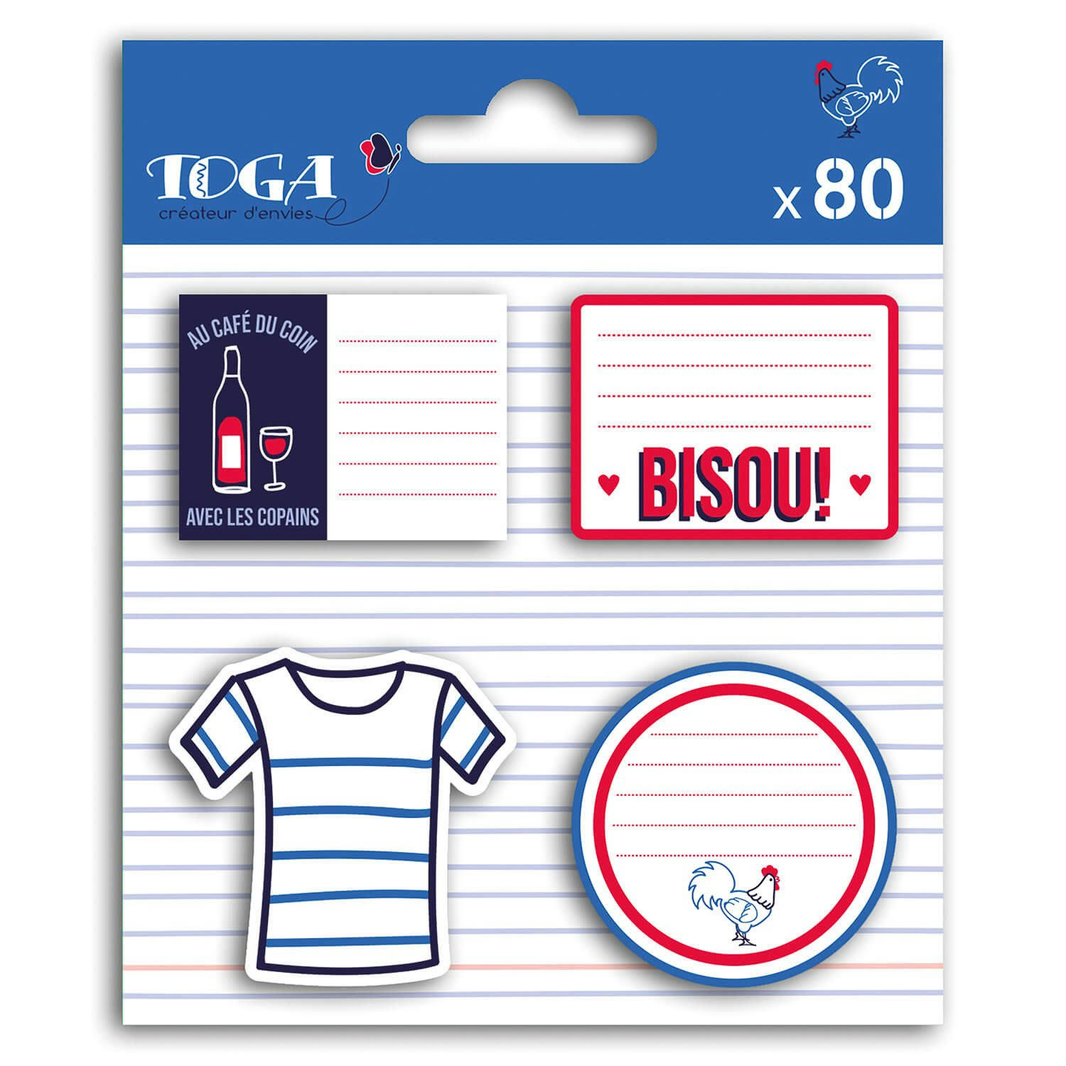 - Lot de 80 sticky notes frenchy