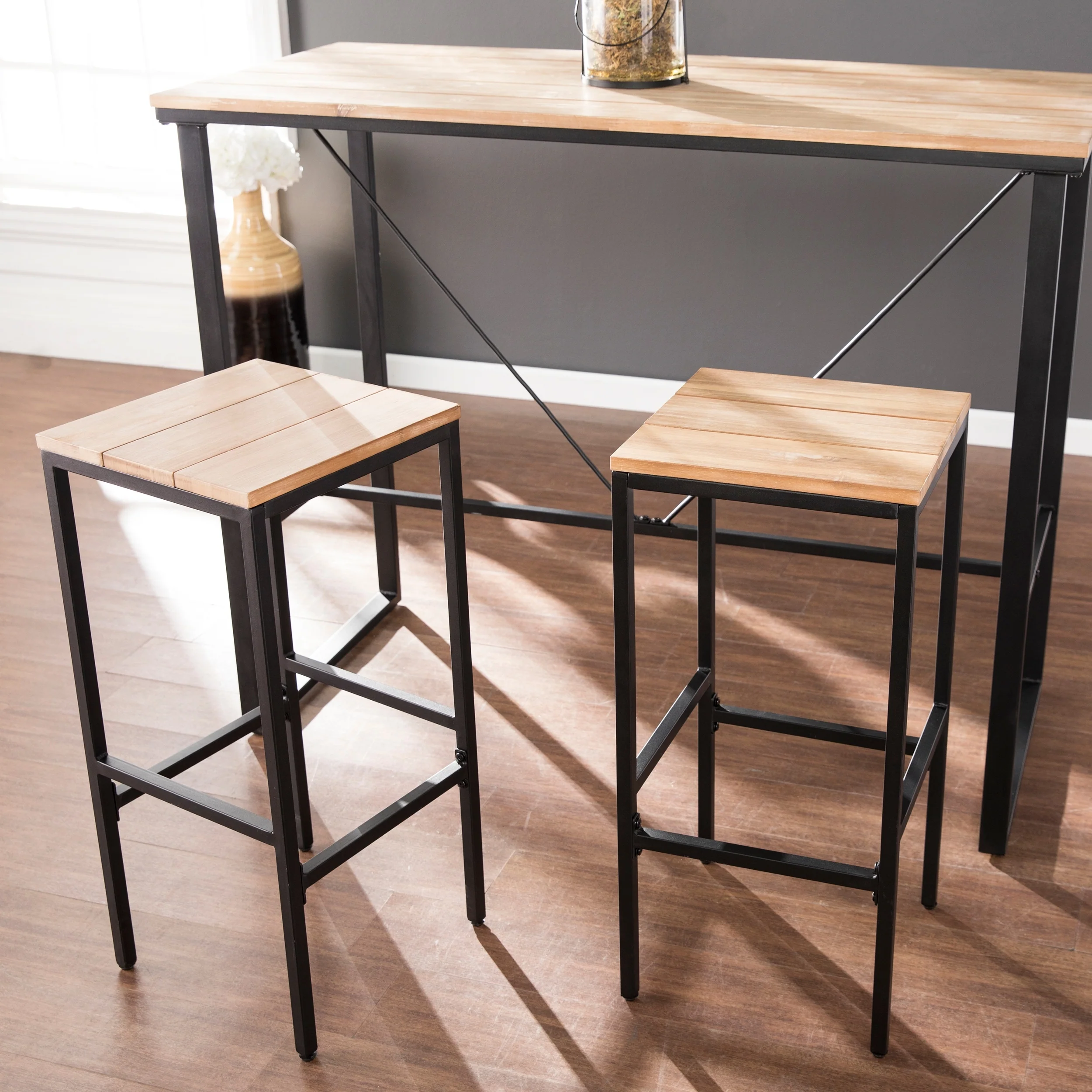 SEI Furniture Venmore 2-Piece Natural Acacia Outdoor Barstools