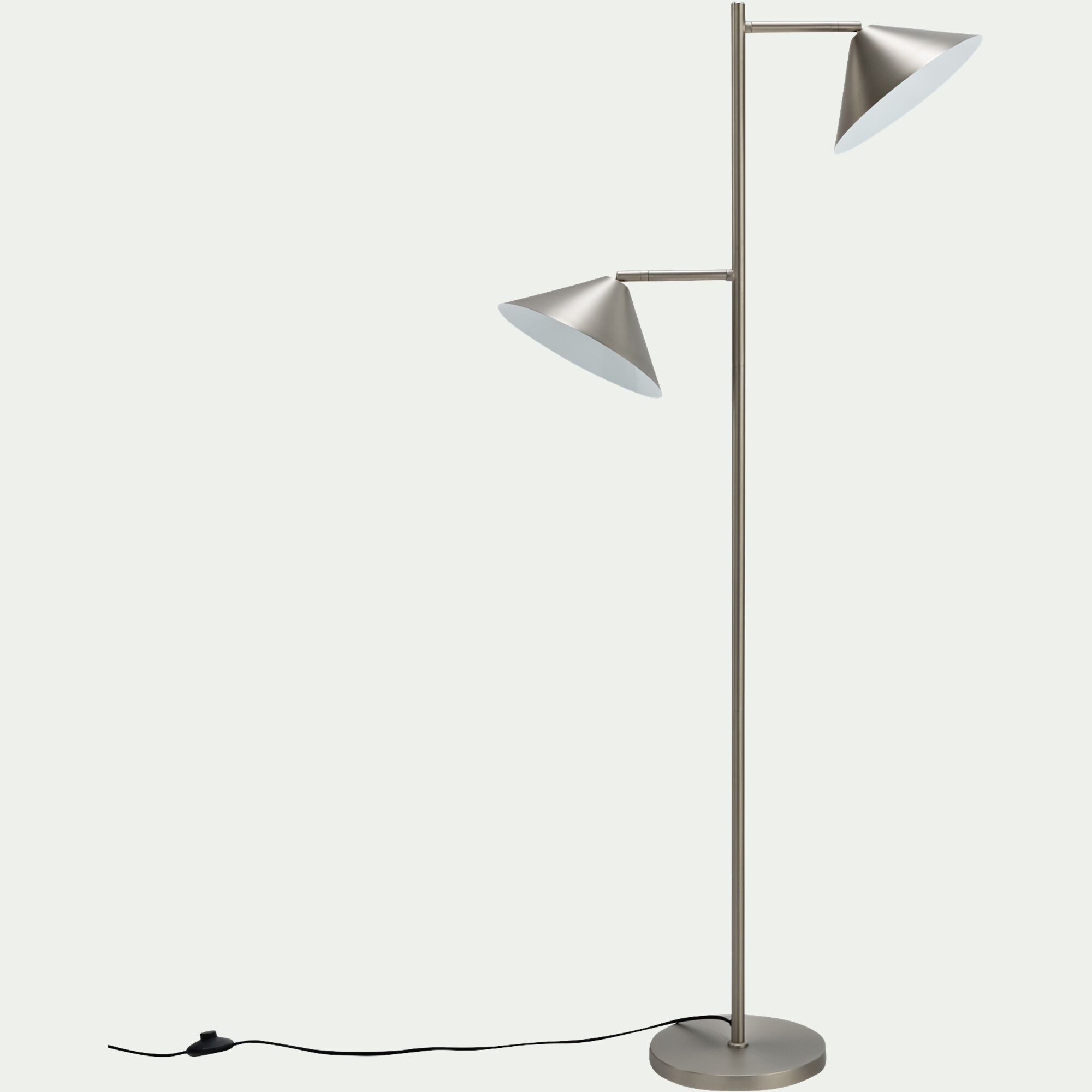 RAVENNE - Lampadaire électrifié avec liseuse H150cm - argenté brossé