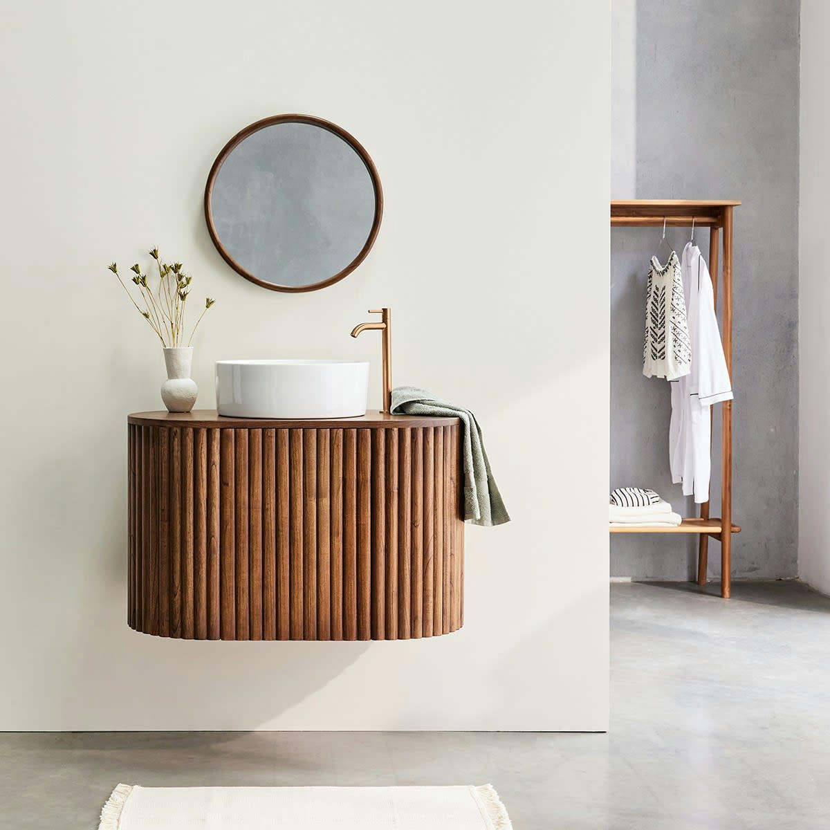 TRINIDAD - Meuble sous vasque suspendu en mindi massif 1 porte