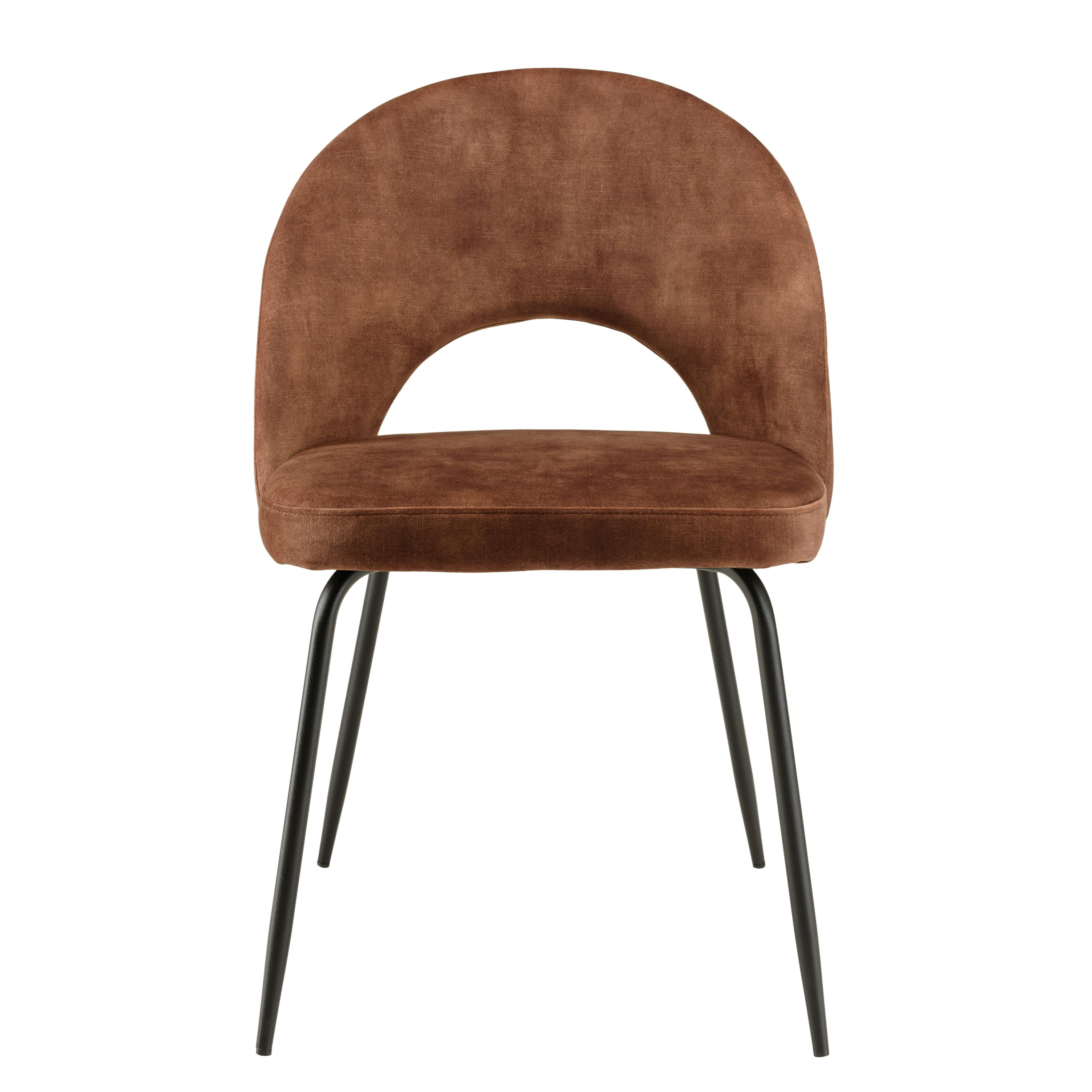 Chaise velours acajou dossier demi-lune (lot de 2) TIM