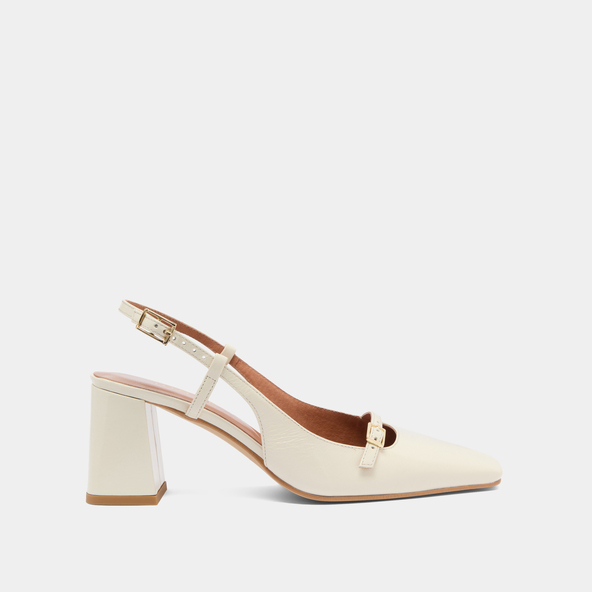 Slingbacks à talonsen cuir brillant écru | DADELLE
