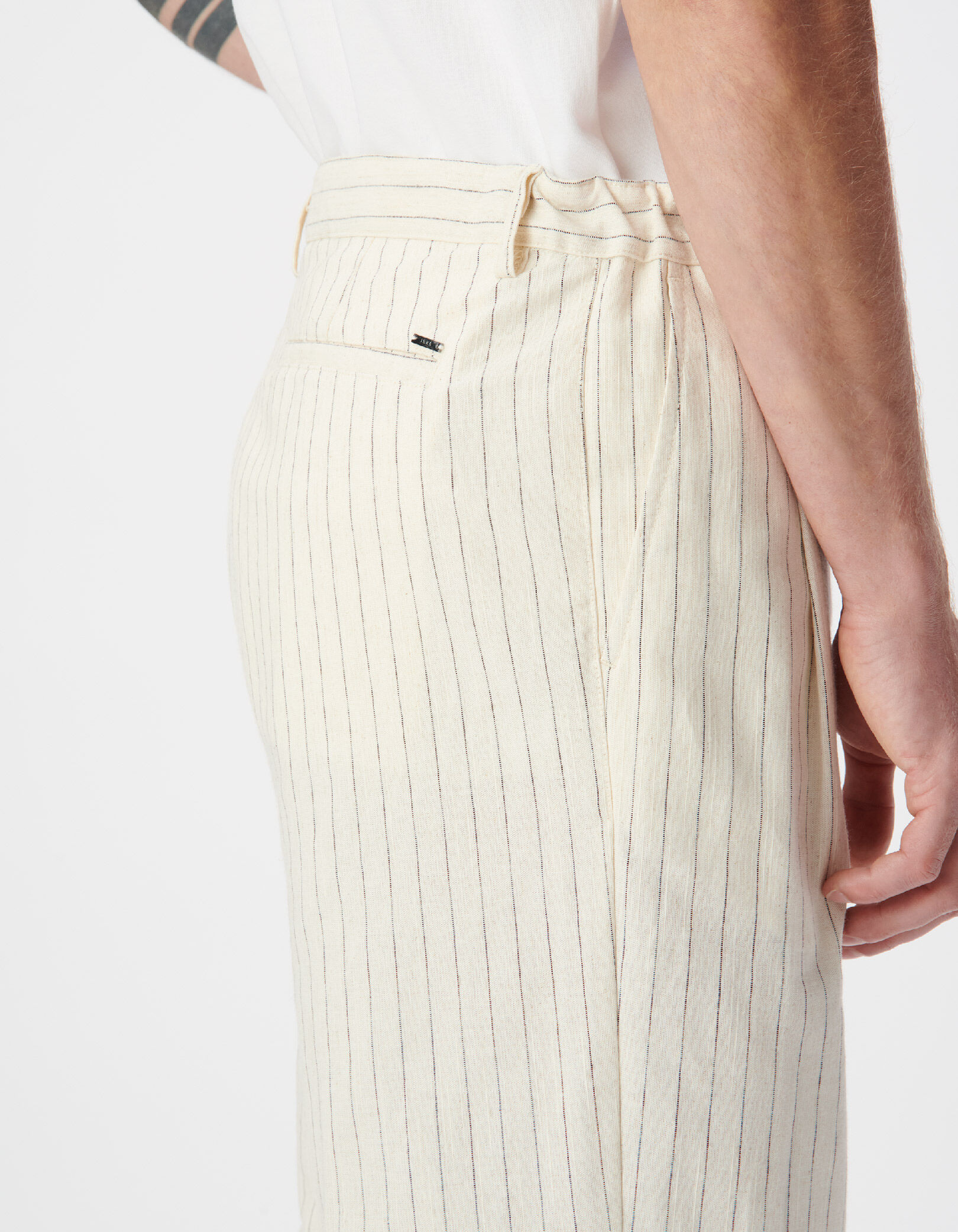 Pantalon écru motif rayures tennis Homme
