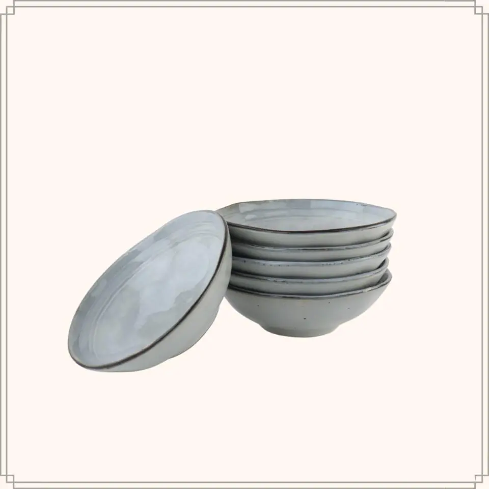 OTIX Soepkommen 6 stuks Blauw 15cm Soeptassen Keramiek BLUEBELL