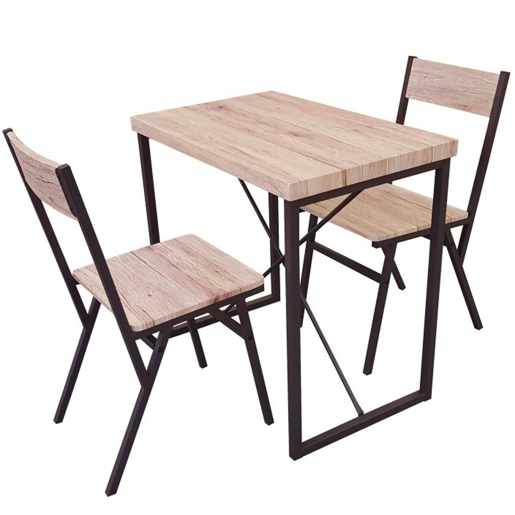 - Ensemble table + 2 chaises bois et noir
