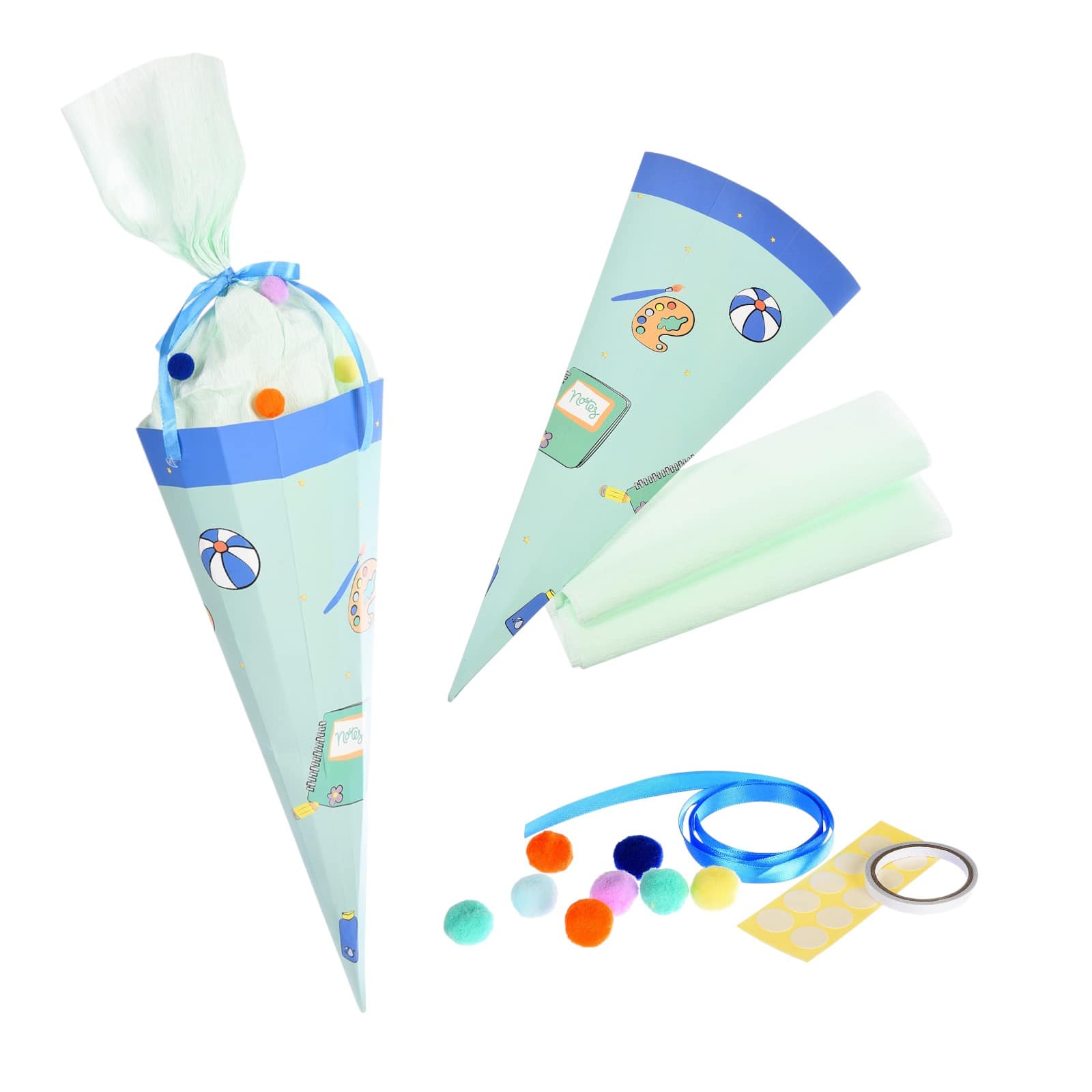DIY-Schultüte Grün,L 510 mm, 12 -tlg.