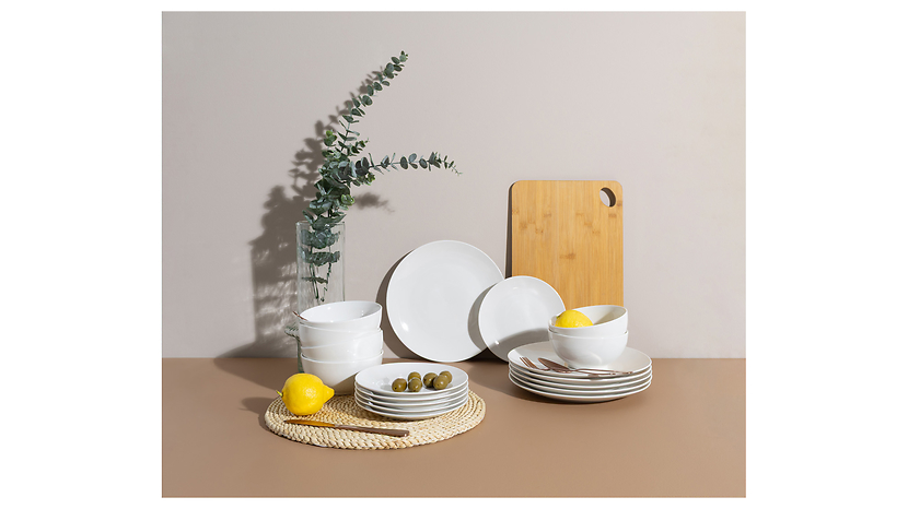 Komplet obiadowy 18 el. porcelanowy Day By Day biały