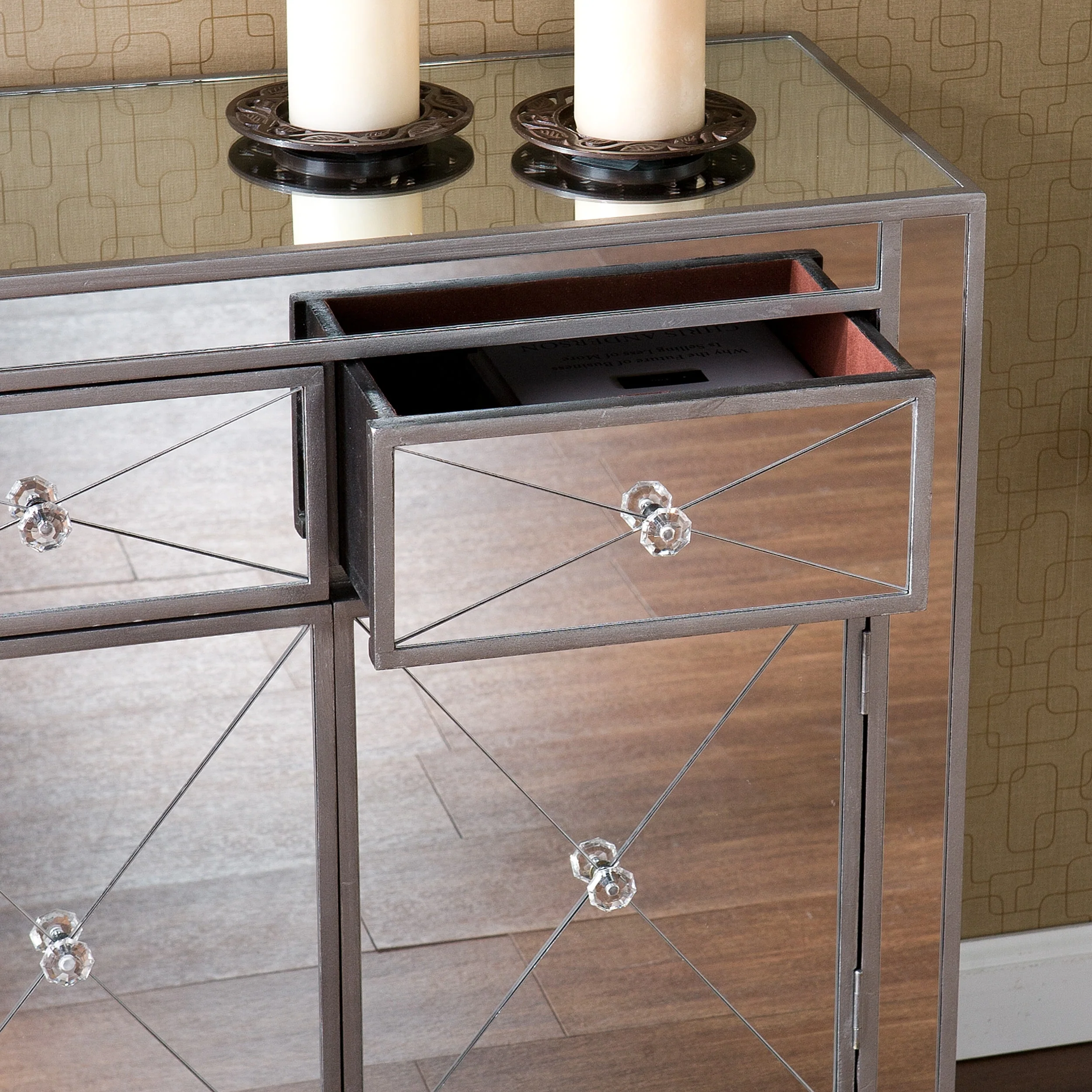 SEI Furniture Dalton 2-Door Mirrored Accent Cabinet
