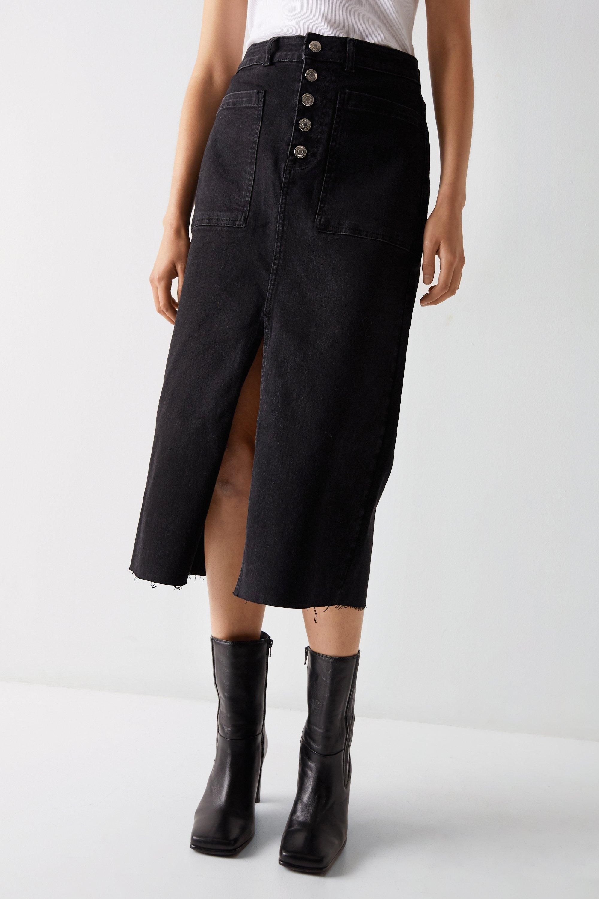 Warehouse Patch Pocket Split Front Skirt