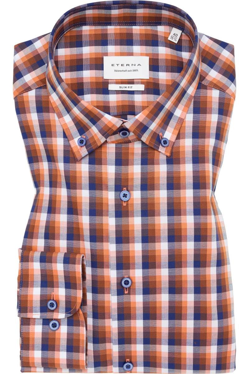 ETERNA Slim Fit Hemd orange, Kariert