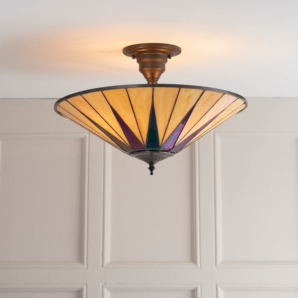 Lampa sufitowa DARK STAR witrażowa brązowa 3xE27x40W IP20 Tiffany