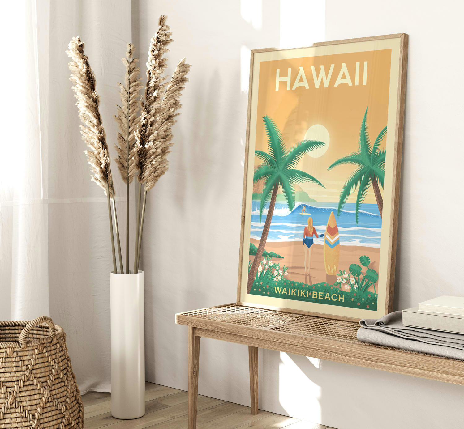 - Affiche Hawaii Waikiki  21x29,7 cm