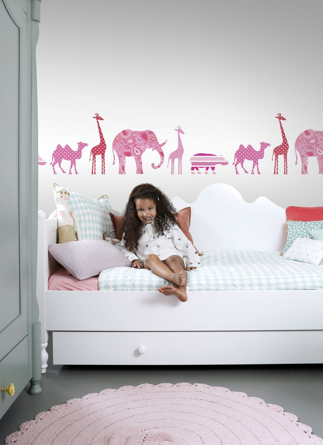 ESTAhome XXL behangrand dieren roze - 430 x 50 cm - 155802