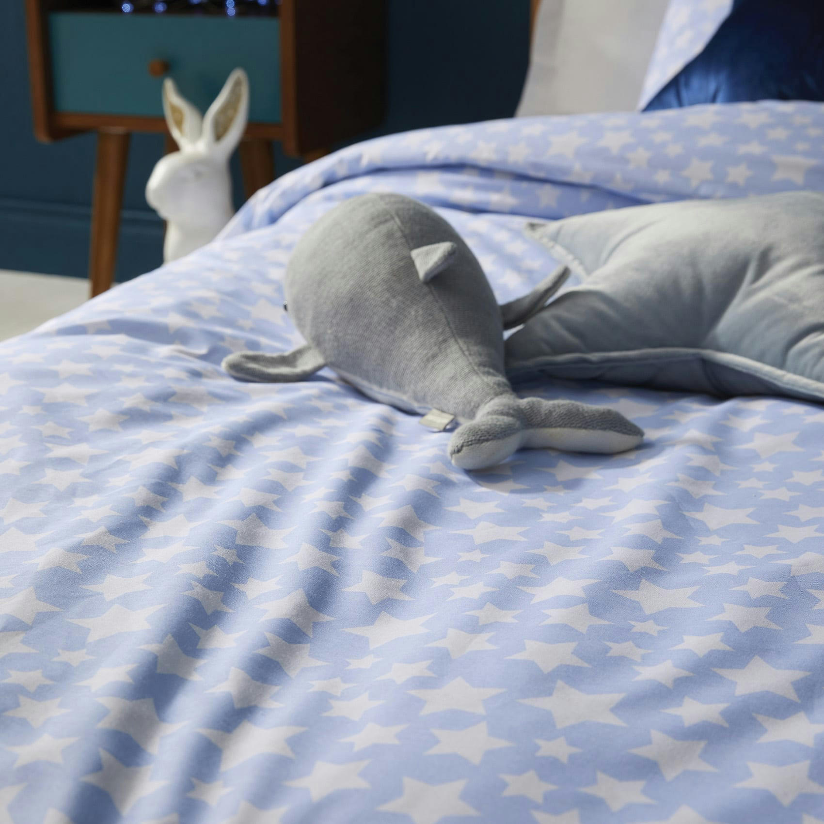 ETOILES - Housse de couette étoiles bleues coton bleu 140x200 cm