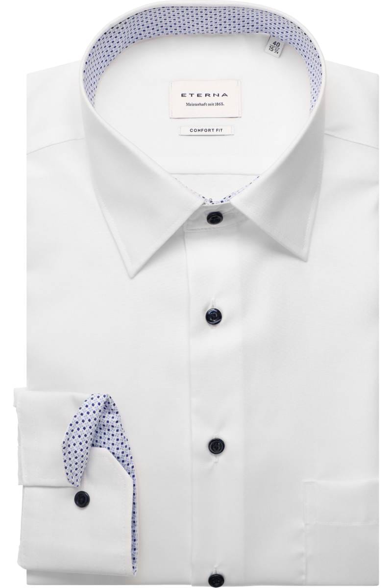 ETERNA Comfort Fit Hemd weiss, Einfarbig (super langer Arm)