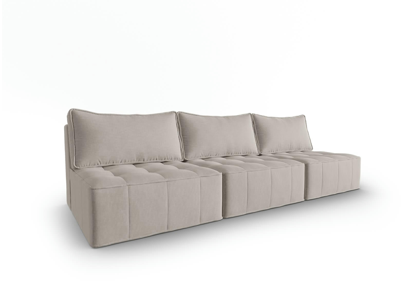 MIKE - Canapé modulable 5 places en tissu structurel gris clair