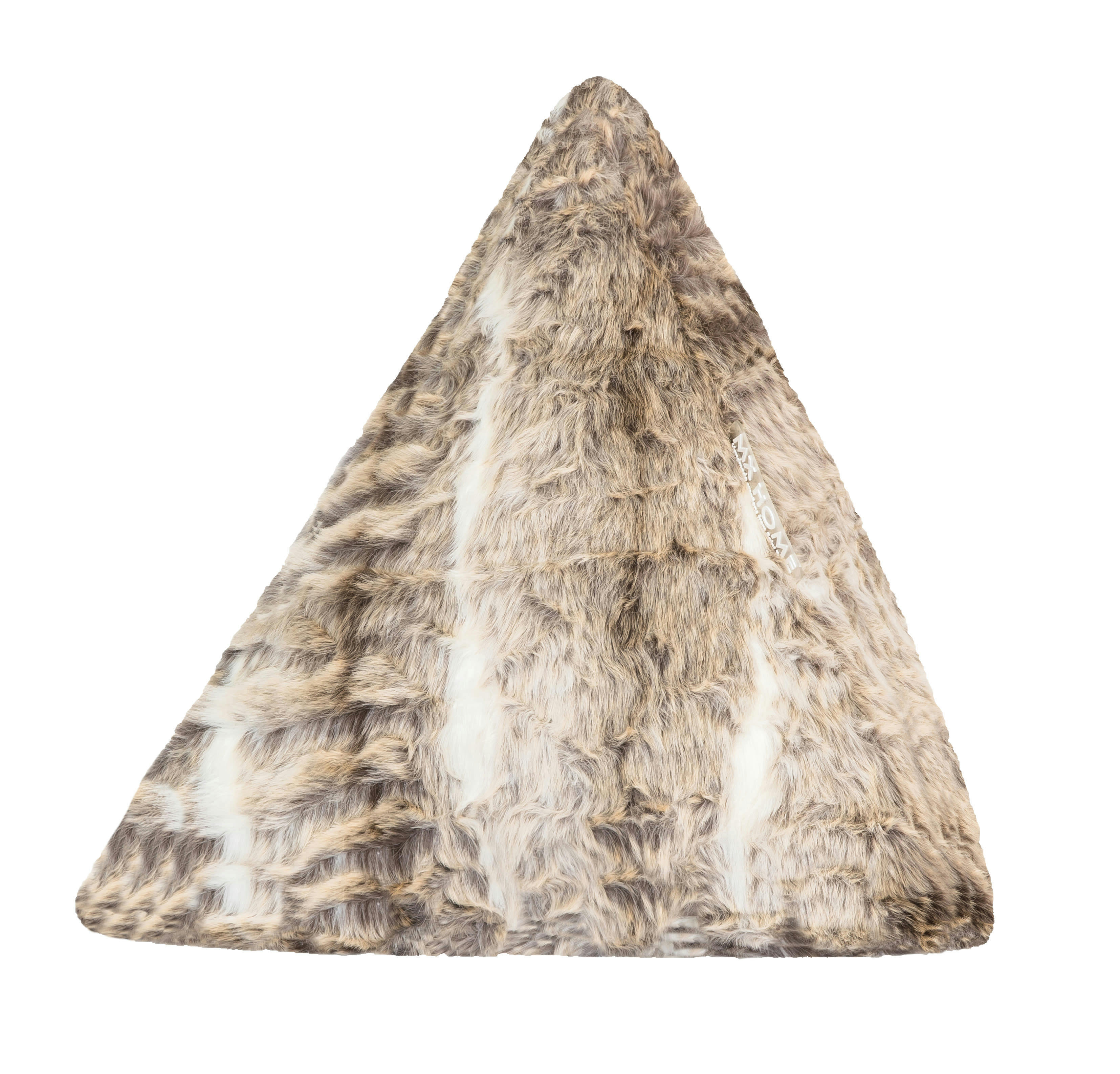 - Coussin pyramide en fausse fourrure marron clair