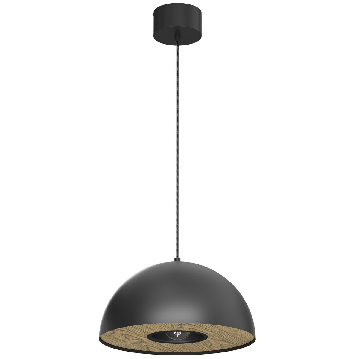 Lampa wisząca czarny matowa-ciemne drewno Elgund 1xE27x15W Luminex