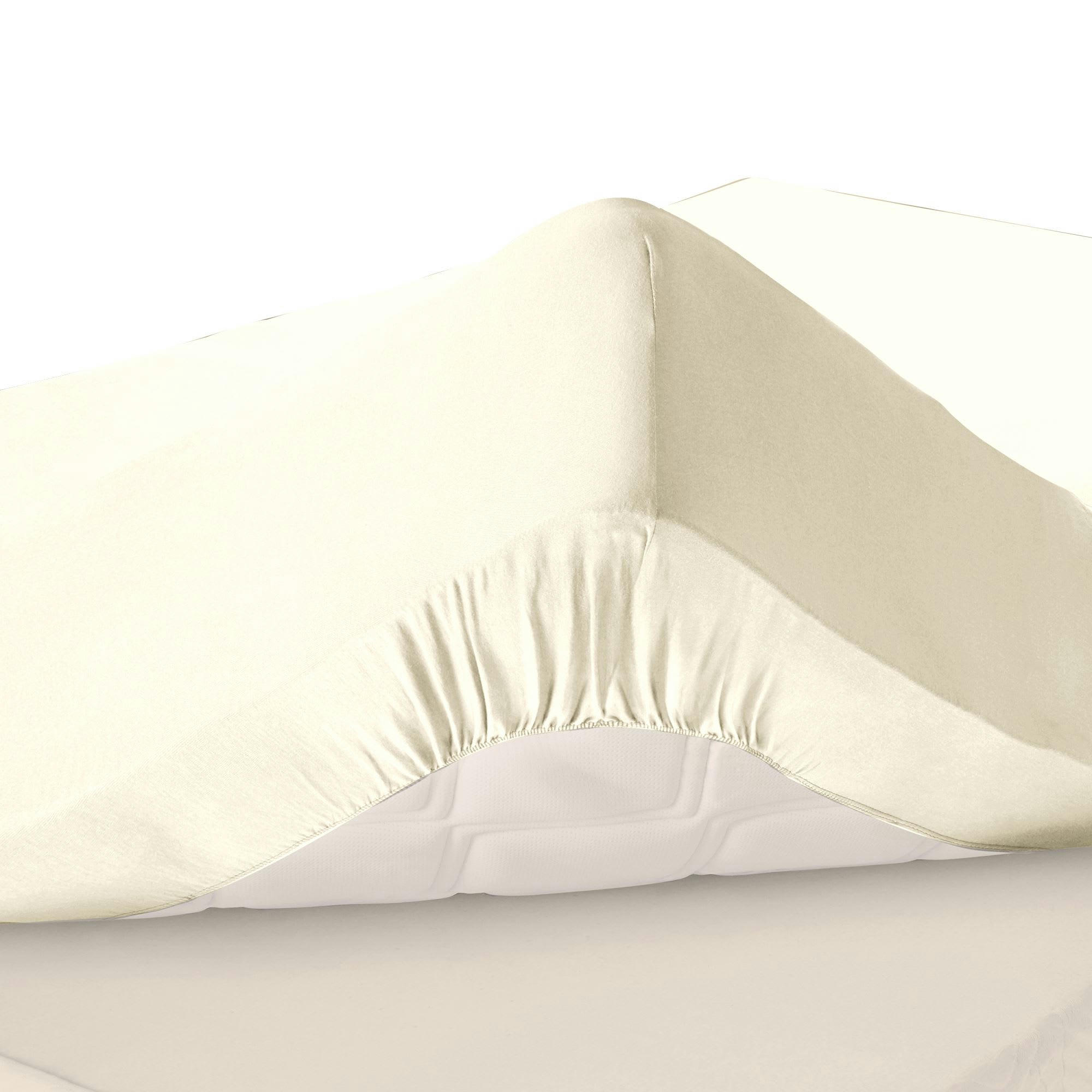 PERCALE - Drap-housse grand bonnet 180x200x32 blanc ivoire en coton