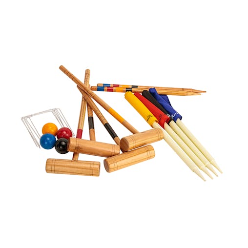 Premium Wooden Family Croquet Ball Mallet Game 4 Player Set
