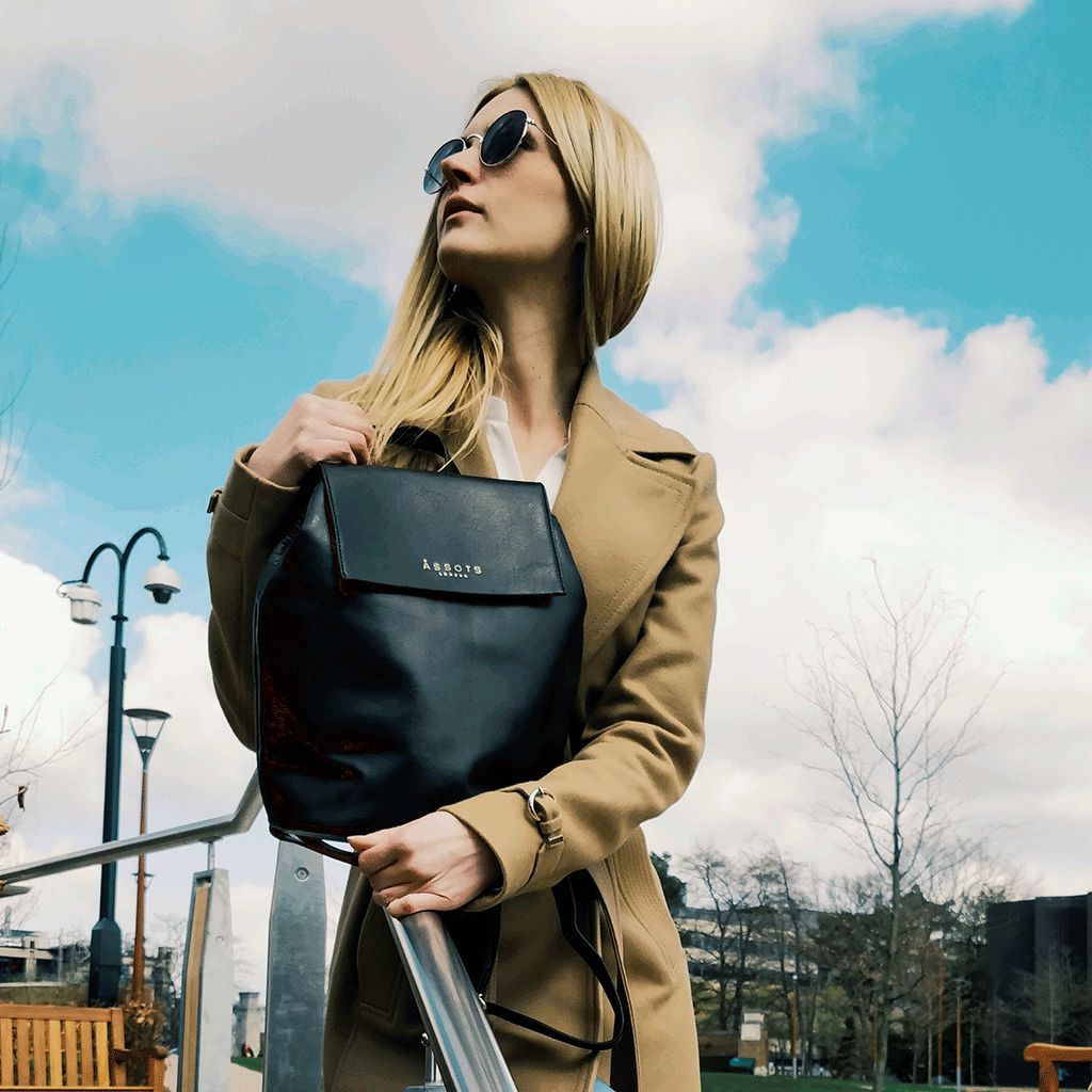 Assots London JERMYN' Classic Full Grain Leather Flap-over Backpack