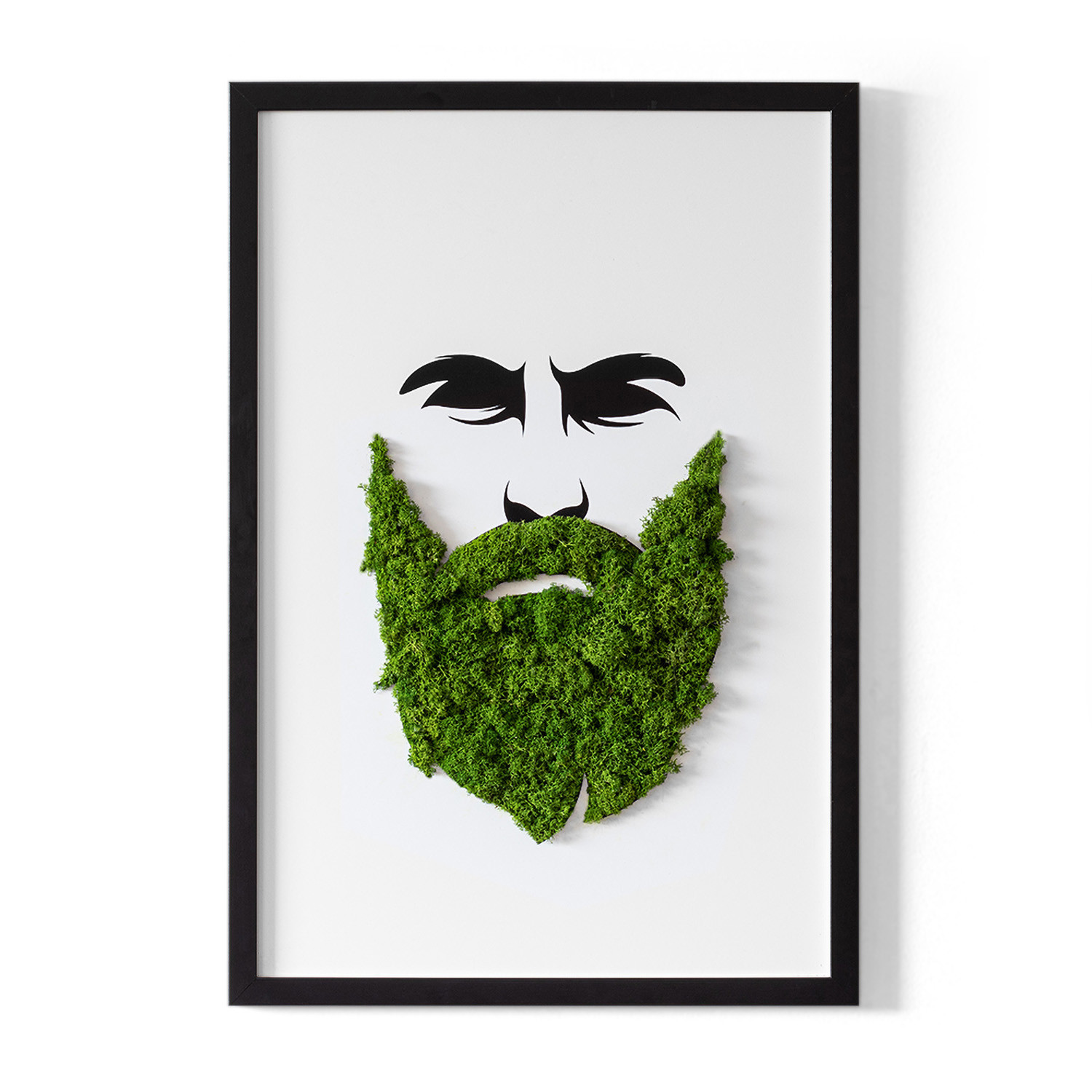 Obraz z mchem - Hipster z brodą 40x60 cm Czarna Rama