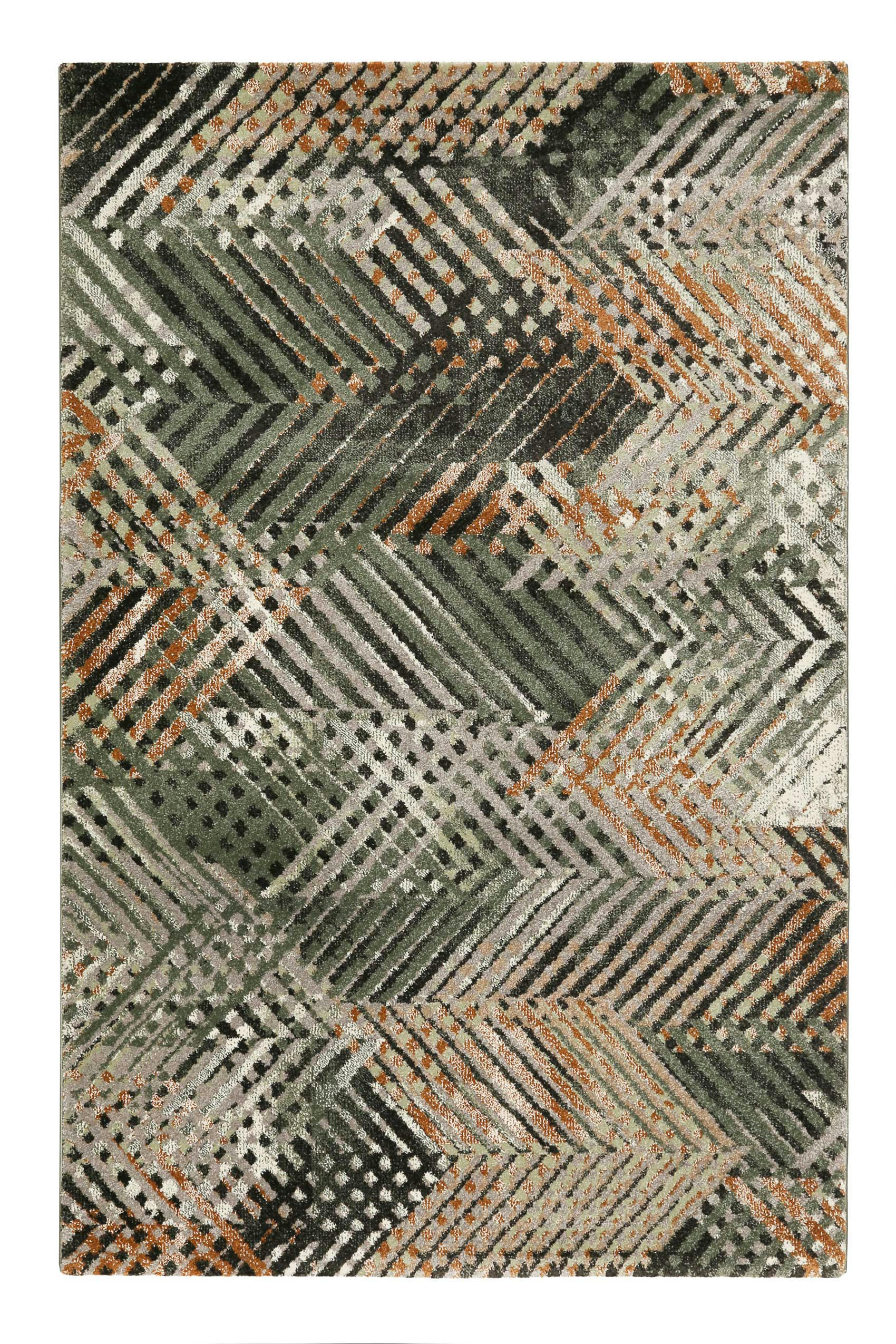VARIO - Tapis plat graphique design tons de vert et gris 160x225