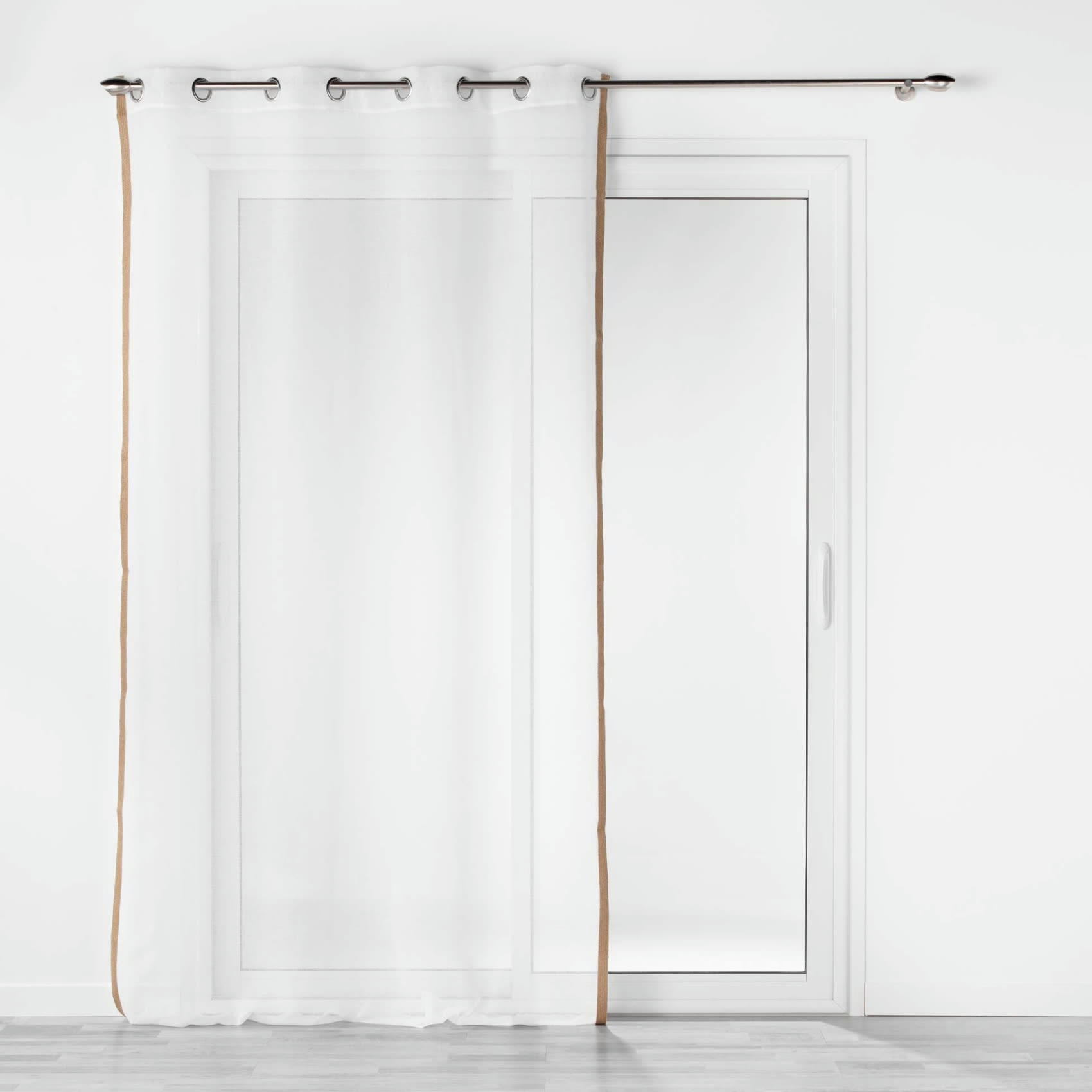 - Voilage sablé avec galon en jute polyester/jute blanc 140x240 cm